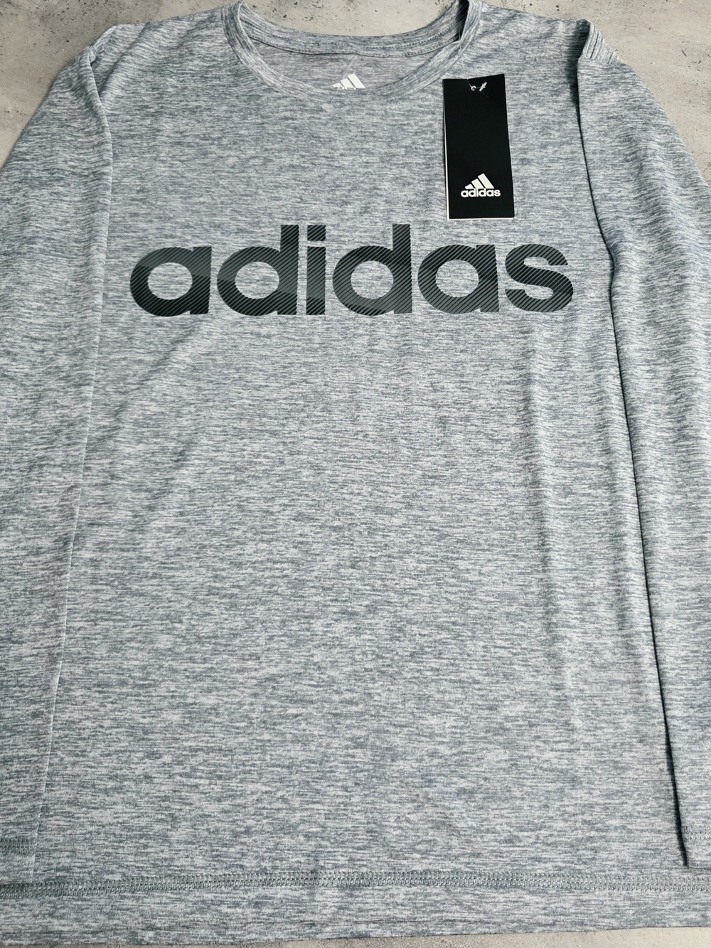 adidas Gray Heather Long-Sleeve Logo Tee